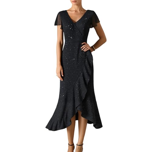 Black Formal Dresses for Women Gowns Evening Party Cocktail Dress,Women Formal Party Dress,V Neck Wedding Guest Dresses.