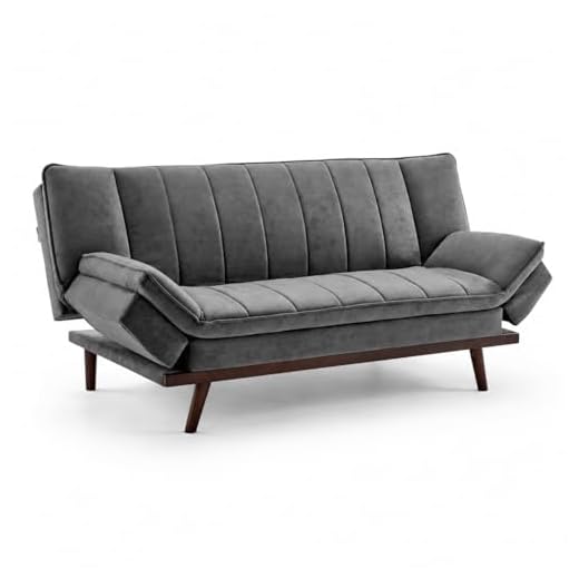 Bravich Mondaine 3 Seater Sofa Bed - Grey. Velvet Fabric Click Clack Sofa Bed, Recliner Couch To Double Bed. Space Saving Furniture For Living Room, Bedroom & Guest Room- 188 x 94 x 87cm 27 Bravich Mondaine 3 Seater Sofa Bed - Grey. Velvet Fabric Click Clack Sofa Bed, Recliner Couch To Double Bed. Space Saving Furniture For Living Room, Bedroom & Guest Room- 188 x 94 x 87cm