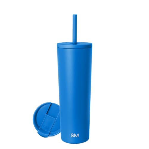 Image of Simple Modern Classic Tumbler with Straw Lid | Insulated Iced Coffee Cup Reusable Stainless Steel Water Bottle Travel Mug | Gifts for Women Men Her Him | 28oz | Supersonic Blue