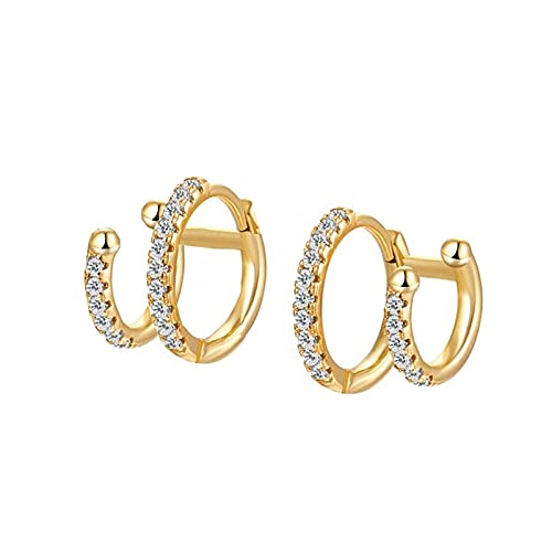 Boucles d'oreilles double zircon pour femmes sans piercing YXWYXWA