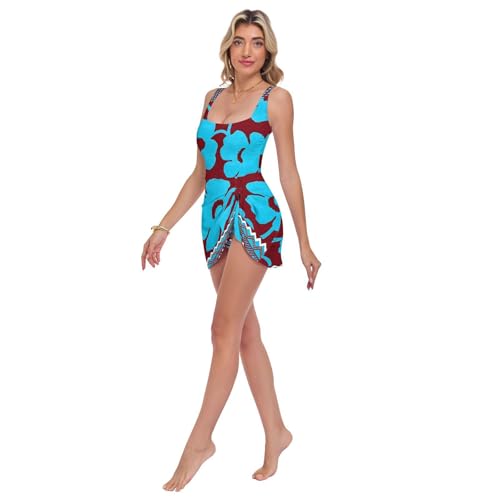 Maillot de bain sculptant à nœud latéral et drapé asymétrique bordeaux et bleu lapis