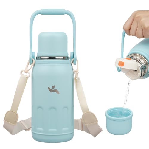 Image of Konokyo 27oz Thermos for Cold Drinks, Insulated Water Bottle, Cyan Blue