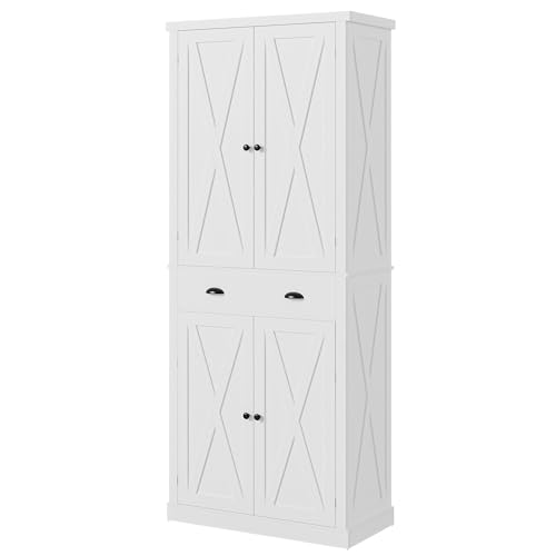 IRONCK Kitchen Pantry Storage Cabinet 83.9' H, with Barn Doors, Drawer, 4 Adjustable Shelves,...