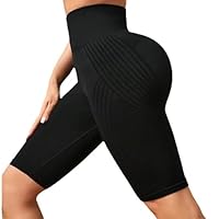 Legging Short 3D Cellulite Femme,Leggings Court Sculptant - Legging court femme taille haute,pantalon de yoga sans couture gainant, fitness gym running,leggings moulants confortables (D-Black, M)