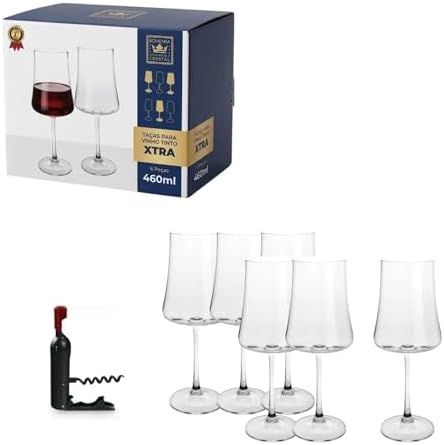 Jogo 6 Peças Taças Bohemia Xtra Vinho Tinto Branco Degustação Mar...