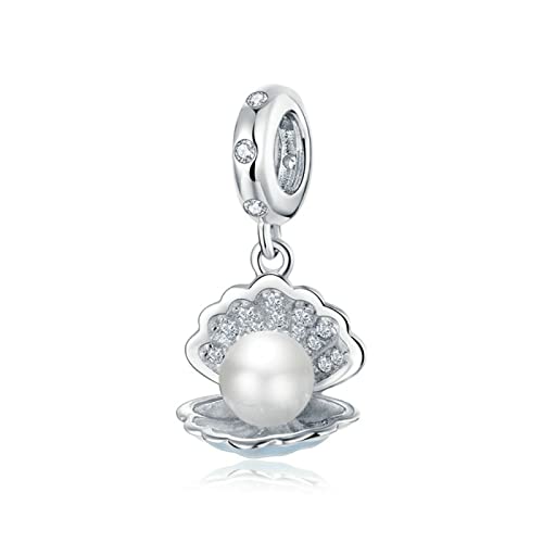 Charms et Perles pour Femme, Charm en Argent Sterling 925, Pendentif Coquillage en Argent 925 Vacances Nautique Tropical Plage Charme Perle Fits Femmes Adolescent Bracelet Européen