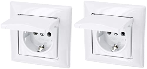 Pack de 2 enchufes con tapa - Terminal de enchufe, todo en uno, serie G1, color blanco puro Cover