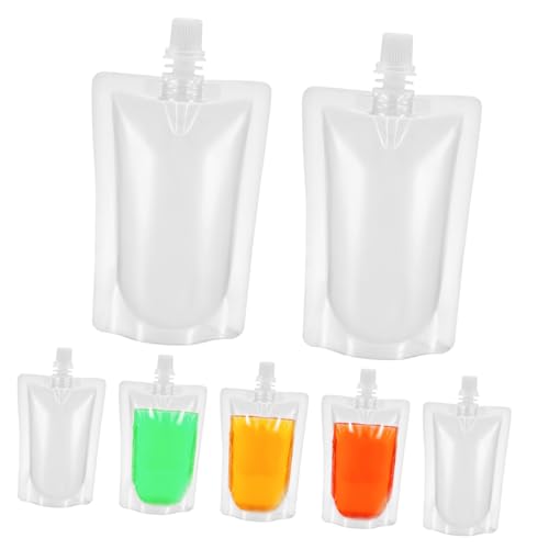 DOITOOL 50pcs Drinks Bag Plastic Beverage Bag Juice Bags Pouches Spout Drinks Bag Transparent