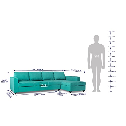 Image of Wakefit Sofa Set | 3 Year Warranty | Sofa 3 Seater, 3 Seater Sofa for Living Room, Wooden Sofa Set, 3 Seater + Right Aligned, Sofa for Living Room - Napper(Linen Charm : Linen Charm Lagoon)