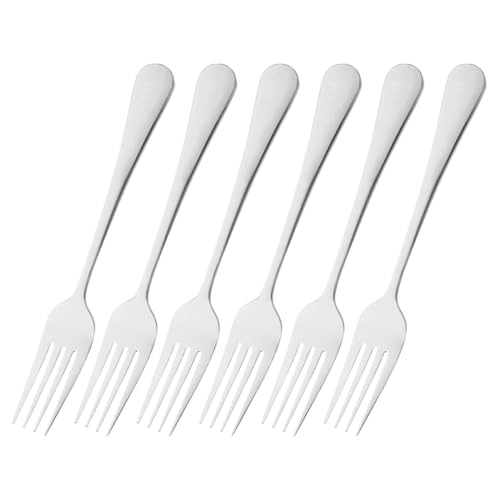 SOLUSTRE 6pcs Stainless Steel Steak Forks Elegant Reusable Silverware for Home and Restaurant Use Western Food Forks for Steak Bbq and Dinner Parties