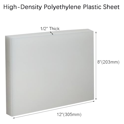 Image of HDPE Sheet 1 /2 inch Thick,High-Density Polyethylene Plastic Sheet 1 /2 inch x 8 inch x 12 inch,HDPE Plastic Sheet for Machining,Home Improvements,DIY Projects (White,1 Pcs)