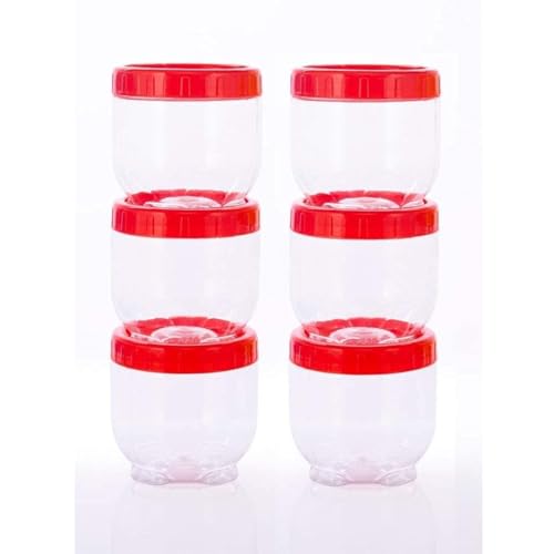 Image of 250ml Transparent Plastic Container & Jar Set for Kitchen Storage Dabba Set for Dry Fruits, Spices, Herbs & Dry Masala |Small Storage Boxes for Hotels, Restaurants, & Cloud Kitchens Set of 6