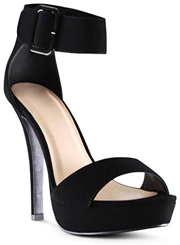 Marcorepublic Zambia Women's Open Toe High Platform High Heels Stiletto Dress Sandals - (Black Nbpu) - 9 #TOP19