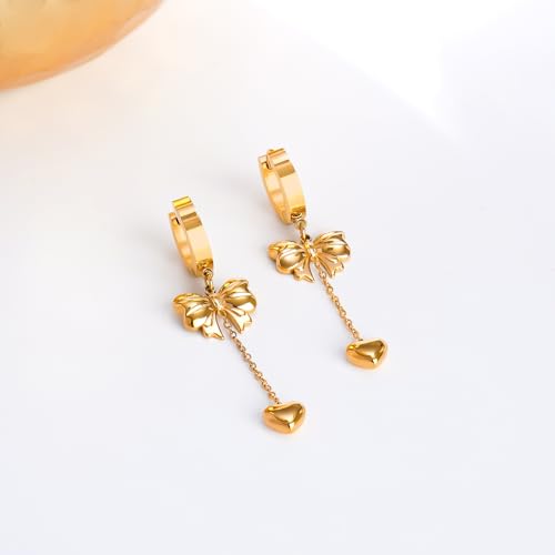 Image of Rubans Demi Fine Stainless Steel Dangler Earrings CZ Gift for Women & Girls