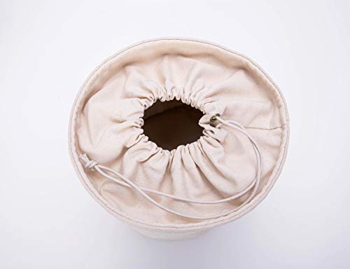 Yonben Tall Purse Organizer Insert Womens Canvas Round Handbag Organizer Storage,Handbag Purse Organizer Round Cosmetic Pouch Bag Bucket Makeup Bag (Beige, L) #TOP5