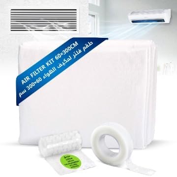 AC Filter Electrostatic Air Filter Sheet for Healthy Anti Allergy Anti Dust Airflow for Split AC & Central Air Conditioner Vent Air Filter for Clean Air Replacement 60X300CM + Adhesive Tape