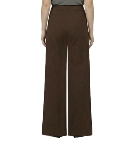 Elegant Wide Leg Crepe Lycra Pants With High Waist (Brown, 4XL)