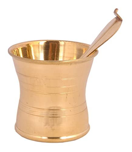 Shiv Shakti Arts® Pure Brass Puja Patra | Punch Patra | Jal Patra with Spoon Set for Poojan Purpose (Set of 1)
