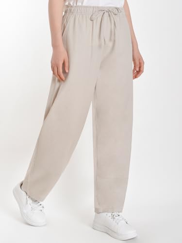 Weintee Women's Petite Linen Pants Barrel Leg2