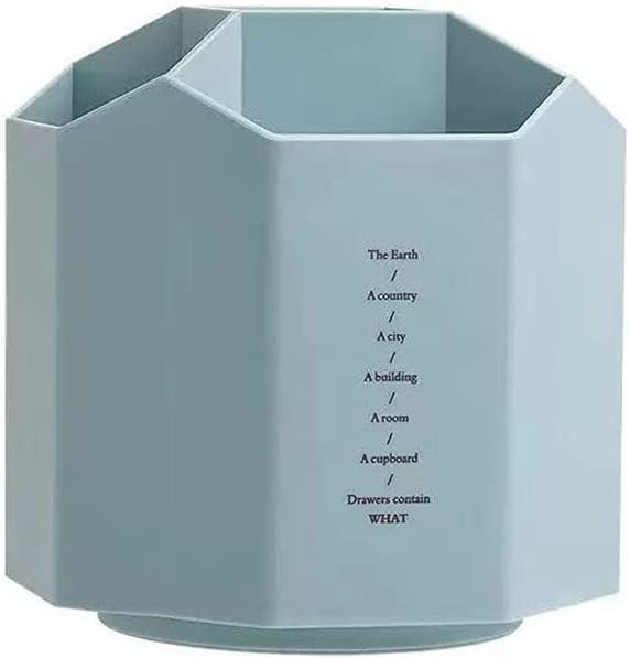Dproptel Rotating Pen Holder, 360° Rotatable 5 Grids Pen Box Desktop Storage Organization Makeup Storage Box, Art Brush Storage Box Suitable for Office, Home, School (Blue)