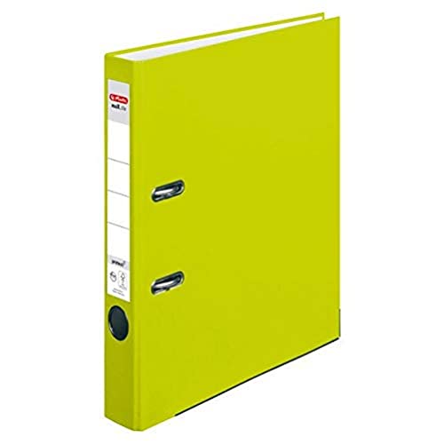 herlitz Ordner maX.file protect, A4, 5 cm Rückenbreite, Neongrün, Einsteckrückenschild, Kantenschutz, 1 Stück