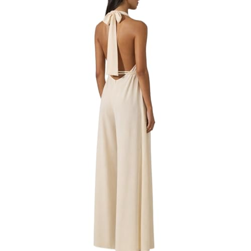 Mono de cuello halter KIRYU para mujer con perneras anchas elegante y escote en V 2