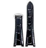 YELEMEABHB Cinturino in pelle for orologio for Omega Constellation 131.33, cinturino blu for tacca, 25x18x13 mm, bracciale for orologio 25x18x14 mm Cinturino per orologio(Black Silver,23X18x13)