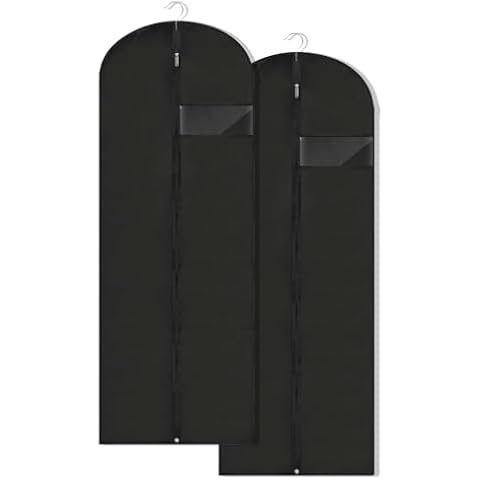 LXLOVESM Dress Bags for Gowns Long, 65'' Garment Bags, Suit Bag for Storage and Travel, 2 Pack (Black) Cover