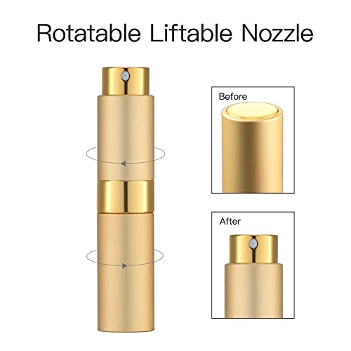 Image of 10ML Mini Perfume Atomizer Spray Bottle, Empty Refillable Glass Travel Cologne Sprayer for Men & Women with Refill Tools (Golden-1)