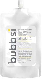 Bubbsi Whipped Coconut Oil Baby Lotion for Eczema, Dry Skin, Baby Acne, KP | Organic Coconut Oil, Shea Butter, Vitamin E | Light, Natural Scent | EU Compliant, Vegan (Refill Pouch, 32oz)