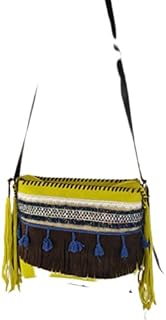 Bolso de Flecos color Mostaza y Azul Étnico