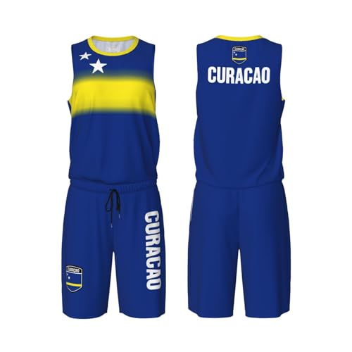 Ensemble de basketball masculin anti-transpiration : maillot Curaçao d'entraînement athlétique