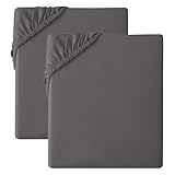 2 Pack Fitted Sheet Soft Microfibre Bed Sheets, Wrinkle Resistant, Breathable & Easy Care Elasticated Corners for Secure Fit Grey (Double-135X190)