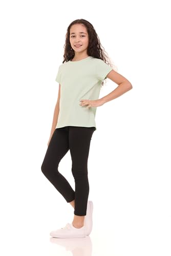 Image of Pink Angel Girls' 8-Pack Cotton T-Shirts - Crew Neck Short Sleeve Tees, Solid Color Multipack, Sizes 4-16