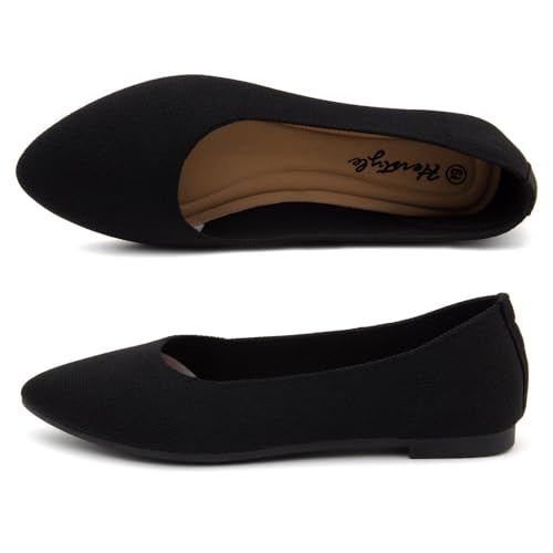 Herstyle Womens Pointed Toe Flats – Knit Ballet Dressy Flat Shoes | Comfortable Slip-On Lightweight Business Casual Flats with Memory Foam for Work, Travel & Office3