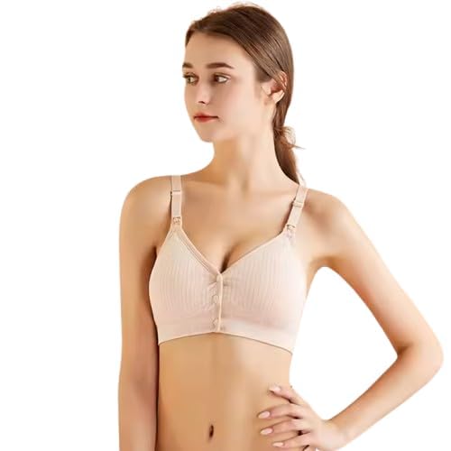Image of Women's Maternity Nursing Bra, Front Open with Button Closure, Wirefree Padded, Seamless Inner, with Tube Bra,Pack of 1 (Free Size 30,32,34)