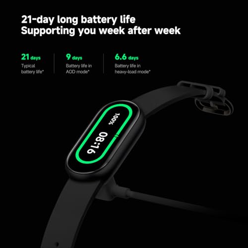 Xiaomi Smart Band 9 Global Version - Écran Amoled de 1,63" - Batterie 233 mAh - Jusqu'à 21 Jours d'autonomie - 150+ Modes d'entraînement | BT 5.4 | Étanchéité 50 m – Noir