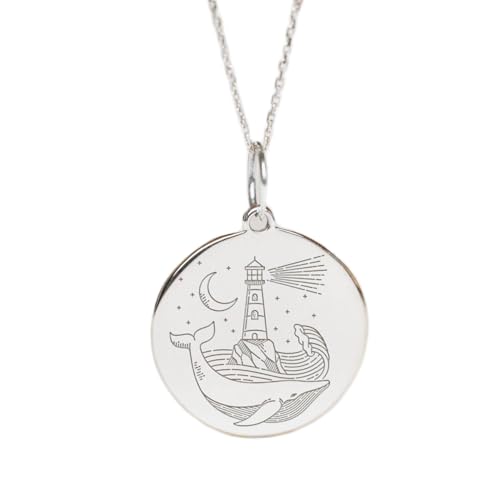 Collier pendentif phare gravé en argent 925, le cadeau idéal unisexe