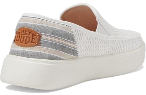 Image of HEYDUDE Women's Sunapee Slip on Sneakers, Mesh Stripe White, 10