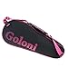 Goloni Tennis Bag 3-4 Racquets with Front Extral Pocket for Other Essentials,Tennis Rackets Bag with Removable Shoulder Strap,Pink