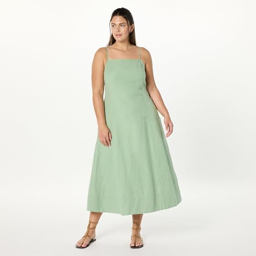 Image of The Drop Womens Daphne Square Neck Linen Maxi Dress