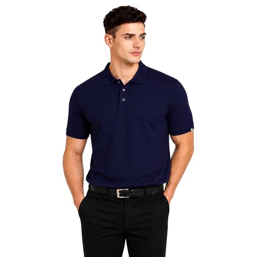 Image of Men's Plain Polo T-Shirt | Cotton Blend Regular Fit Casual Collar T-Shirt