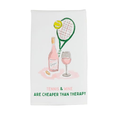 Mud Pie Tennis Wine Pro Shop Towel; 26" x 16 1/2"