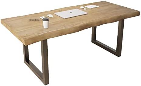 Rustic Style Solid Wood Computer Desk 55-inch Large Office Desk Home Simple Modern Long Desk Study Writing Desk Dining Table for Home Office