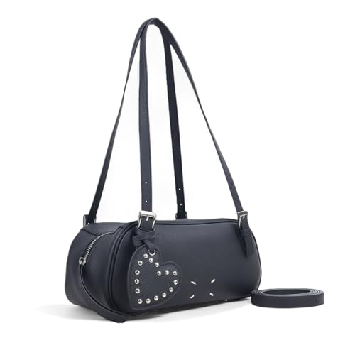 Sac à bandoulière noir pour femme en cuir véritable logeable et léger