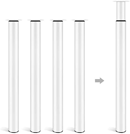 Dhouse Adjustable Breakfast Bar Legs 710-1100mm Metal Folding DIY Desk Worktop Legs for Dining Coffee Bar Table 60mm Diameter (White)