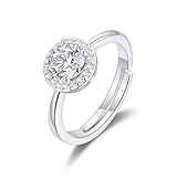 Philip Jones Silver Plated Round Halo Ring Created with Zircondia® Crystals