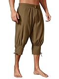 Runcati Mens Pirate Shorts Medieval Renaissance Banded Pants Viking Navigator Halloween Costume