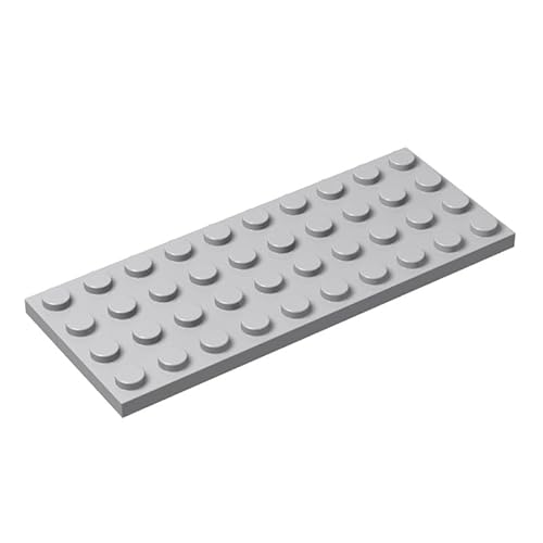 Plwooyur Classic Building Tiles, 4x10 Light Gray Plate, 10 Pieces, Compatible with LEGO, Age 6+