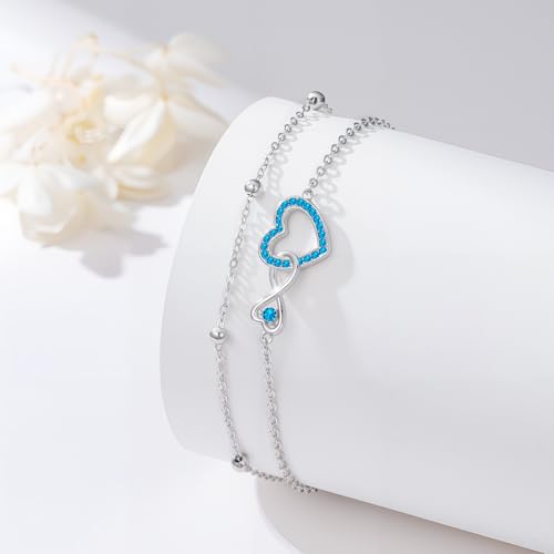 Image of Anklet for Women 925 Sterling Silver Double Infinity Ankle Bracelet Waterproof Summer Jewelry Anniversary Birthday Gifts for Her